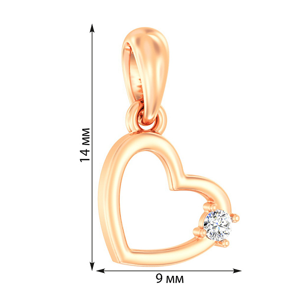 Підвіска з золота Сердечко з діамантом (арт. П011148) – зображення 5