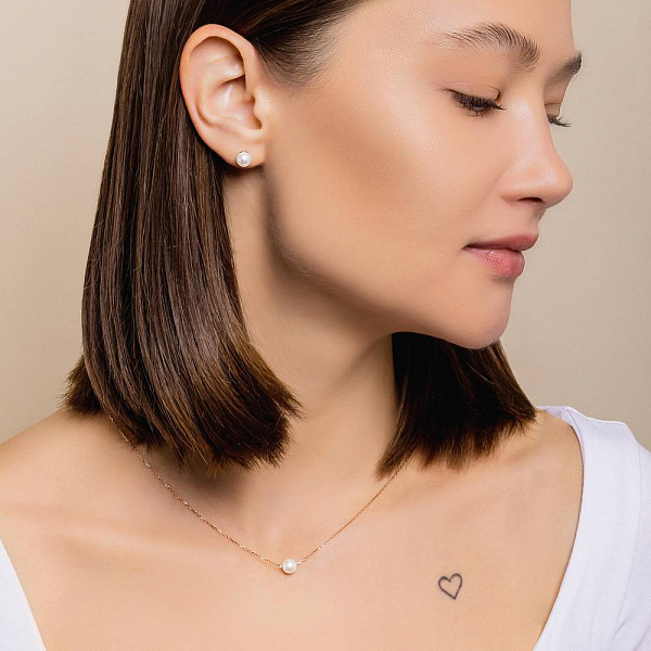 Золотое колье с жемчугом (арт. 7102444101) – изображение 4