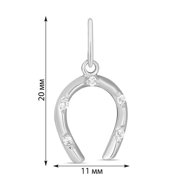 Кулон Подкова из белого золота с фианитами (арт. 422619б) – изображение 2