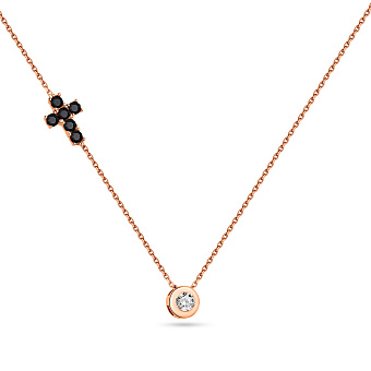 Колье из красного золота с черными фианитами (арт. 352154/1ч)