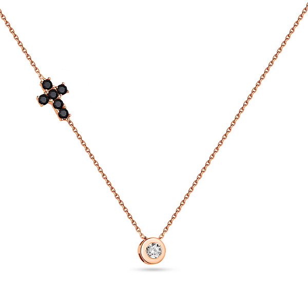 Колье из красного золота с черными фианитами (арт. 352154/1ч) – изображение 1