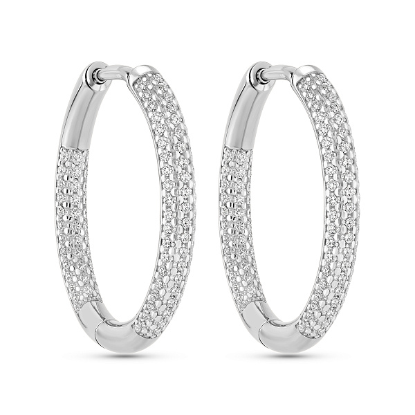 Золоті сережки кільця з фіанітами (арт. 110481б) – зображення 1