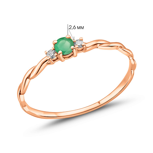 Кольцо золотое с изумрудом и бриллиантами (арт. К011359и) – изображение 5