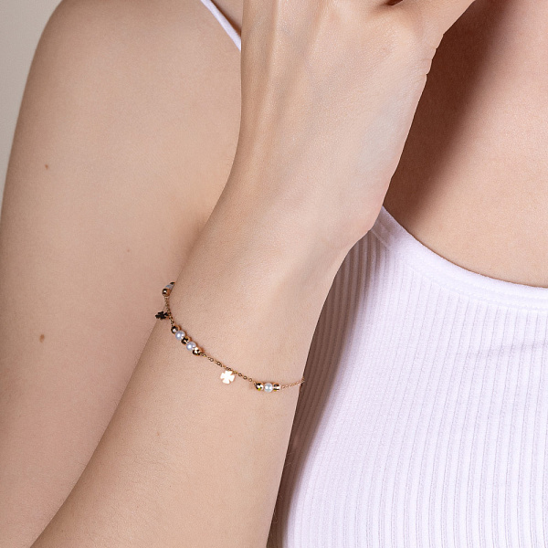 Золотой браслет с подвесками и жемчугом (арт. 326218прлб) – изображение 3