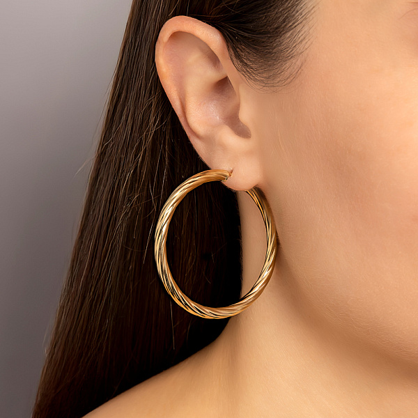 Серьги-кольца из желтого золота (арт. 100913/45ж) – изображение 3