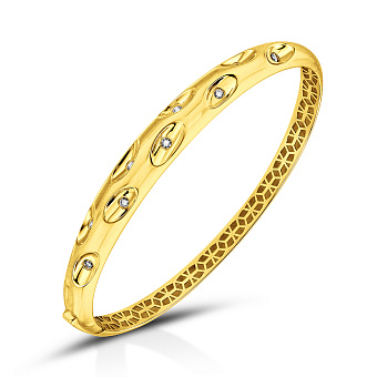 Жорсткий браслет з жовтого золота з фіанітами (арт. 326363жм)