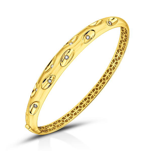 Жорсткий браслет з жовтого золота з фіанітами (арт. 326363жм) – зображення 1