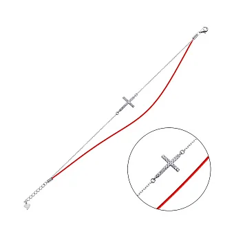 Браслет из серебра с красной нитью (арт. 7309/1609к)