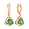Золотые сережки подвески с хризопразом и фианитами  (арт. 110393Пх) – изображение 1