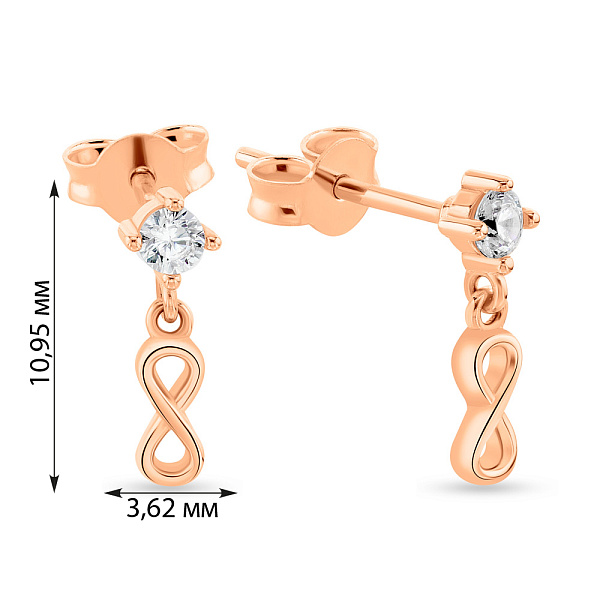 Золоті сережки-пусети з підвіскою "Нескінченність" (арт. 108783) – зображення 4