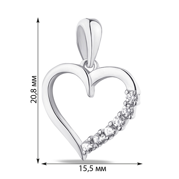 Серебряный кулон Сердце с фианитами (арт. 7503/3669) – изображение 2