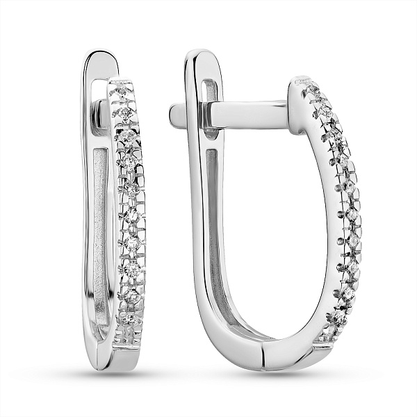 Сережки из белого золота с бриллиантовой дорожкой (арт. С011196005б) – изображение 1