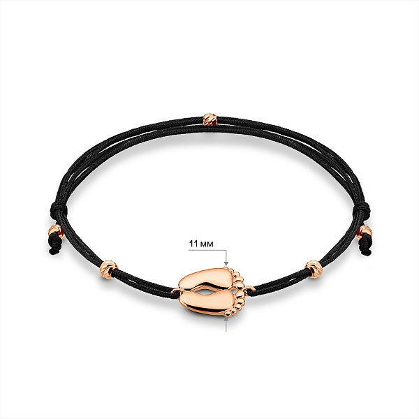 Браслет Ножки младенца с шелковой нити с золотыми вставками (арт. 340116ч) – изображение 2