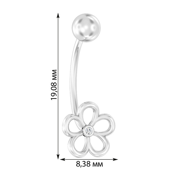 Золотая серьга-пирсинг для пупка с фианитом (арт. 360086б) – изображение 3