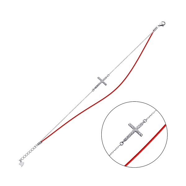 Браслет из серебра с красной нитью (арт. 7309/1609к) – изображение 1