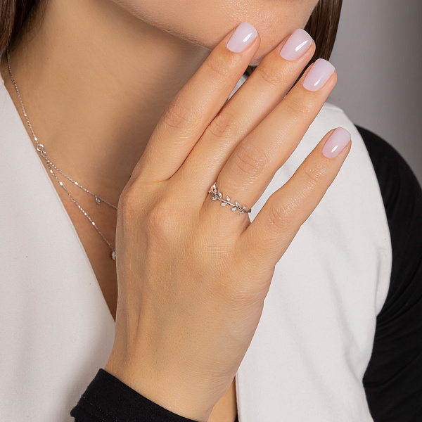 Золотое кольцо Веточка с бриллиантами (арт. К341581010б) – изображение 2