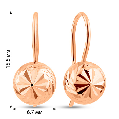 Серьги из красного золота без камней (арт. 108126/3)