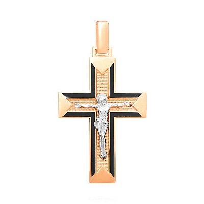 Крестик золотой с распятием и эмалью (арт. 505010ч)