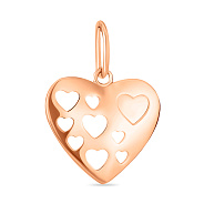 Кулон золотой Сердце в красном цвете металла (арт. 424035)
