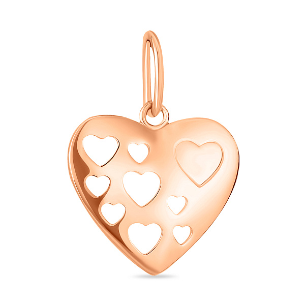 Кулон золотой Сердце в красном цвете металла (арт. 424035) – изображение 1
