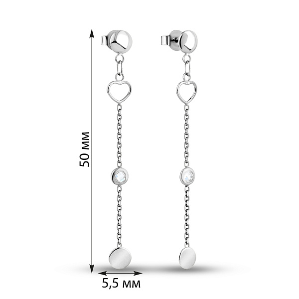 Серьги из белого золота с фианитами (арт. 1091289б) – изображение 2