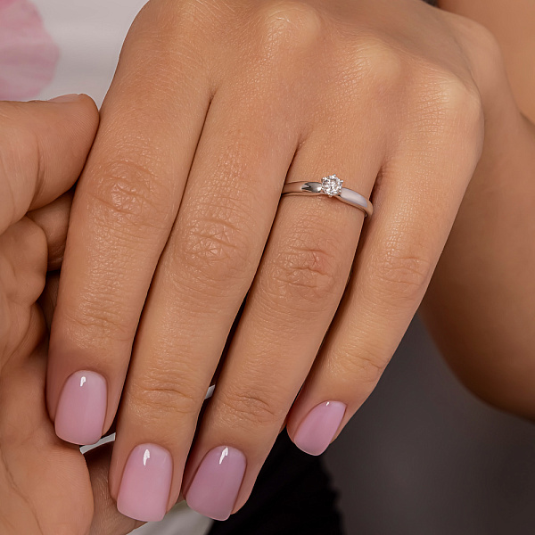 Каблучка з золота з одним діамантом (арт. К341150020б) – зображення 3