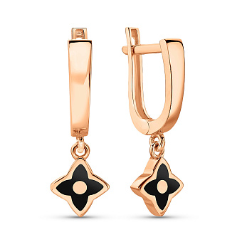 Золотые серьги Клевер (арт. 1091124еч)