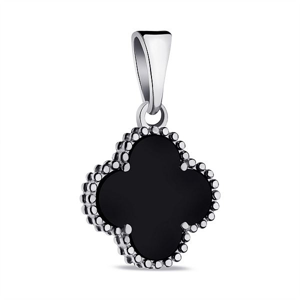 Серебряный подвес Клевер с ониксом (арт. 7503/1980/15о) – изображение 1