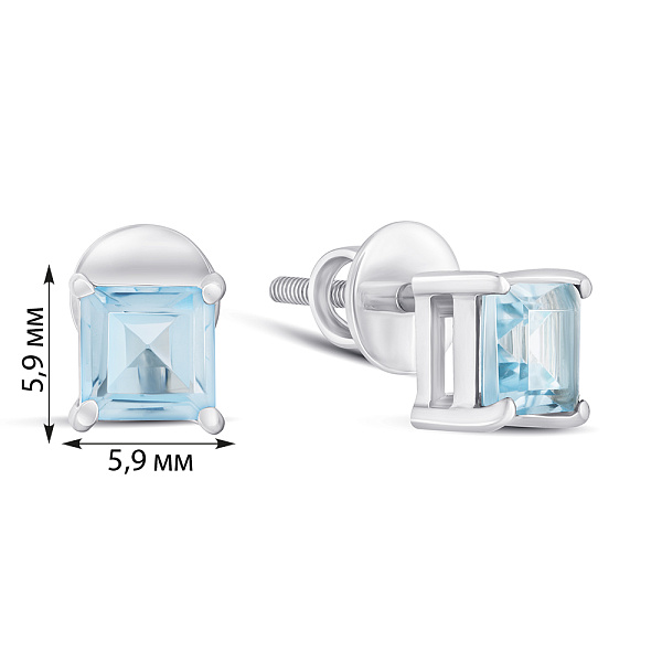 Серебряные пусеты с топазом (арт. 7518/2064589Пг) – изображение 2