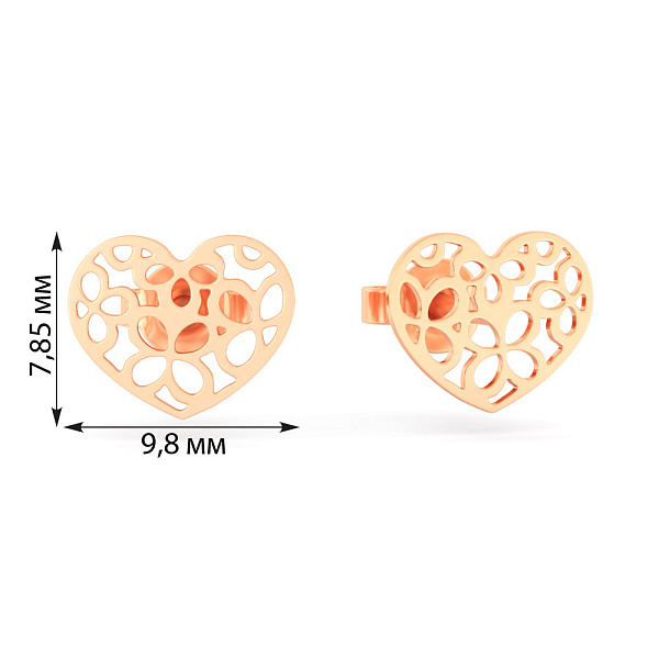 Золотые серьги-пусеты в форме сердца (арт. 110986) – изображение 2