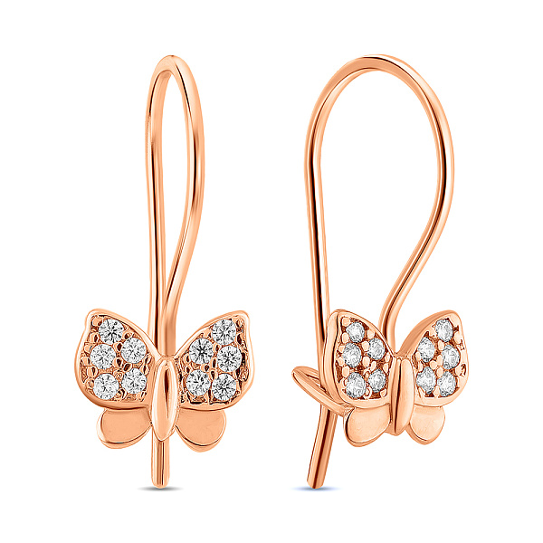 Детские золотые серьги Бабочки с фианитами (арт. 2108258101) – изображение 1