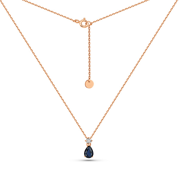 Золотое колье с сапфиром и бриллиантом (арт. Ц011753с) – изображение 2