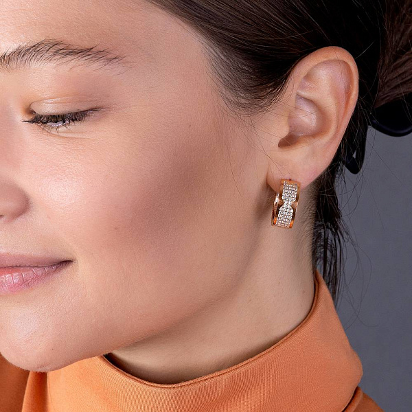 Золотые серьги с фианитами (арт. 1091009/20кб) – изображение 2