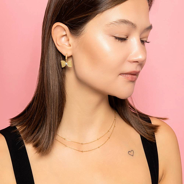 Золотые серьги Бантики Francelli с бриллиантами (арт. С111358010ж) – изображение 4