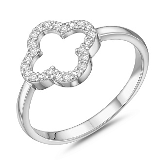 Золота каблучка Конюшина з фіанітами (арт. 141210б)