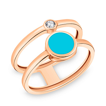 Золота каблучка Лýна з емаллю і фіанітом (арт. 141067ет)
