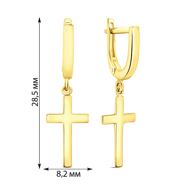 Золоті сережки-підвіски з хрестиками (арт. 110516ж) – зображення 5