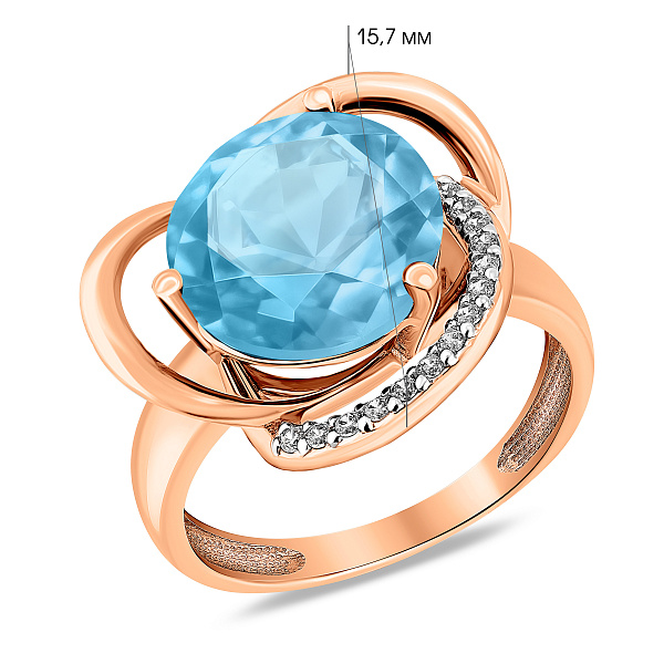 Золотое кольцо с топазом и фианитами (арт. 140697Птг) – изображение 2