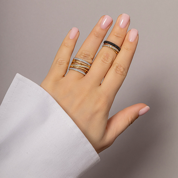 Кольцо Синергия из желтого золота с фианитами (арт. 140463жч) – изображение 3