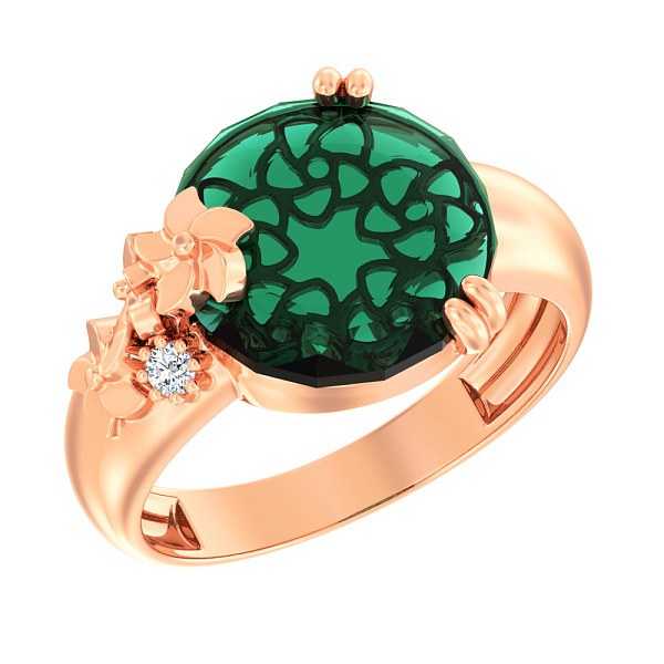 Золотое кольцо с кварцем (арт. 147800Пз) – изображение 1