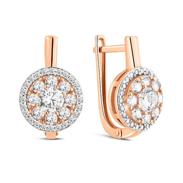 Золотые серьги с фианитами (арт. 111377) – изображение 1