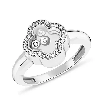 Каблучка з білого золота з фіанітами (арт. 153708б)