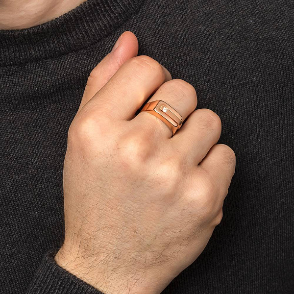 Золота печатка з фіанітом (арт. 180569) – зображення 3