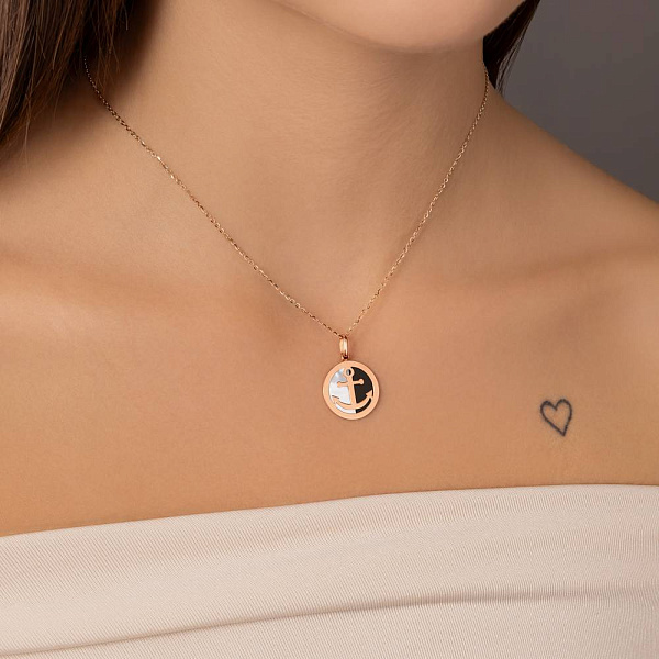 Подвес из красного золота с перламутром и ониксом (арт. 424929оп) – изображение 6