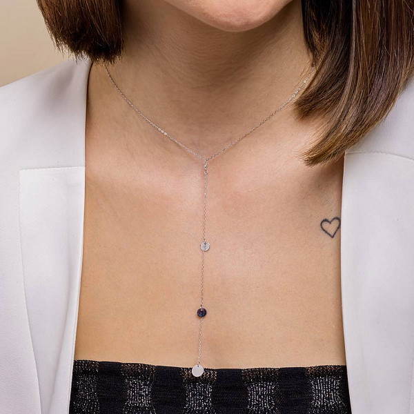 Кольє-краватка "Монети" з білого золота (арт. 352204б) – зображення 3