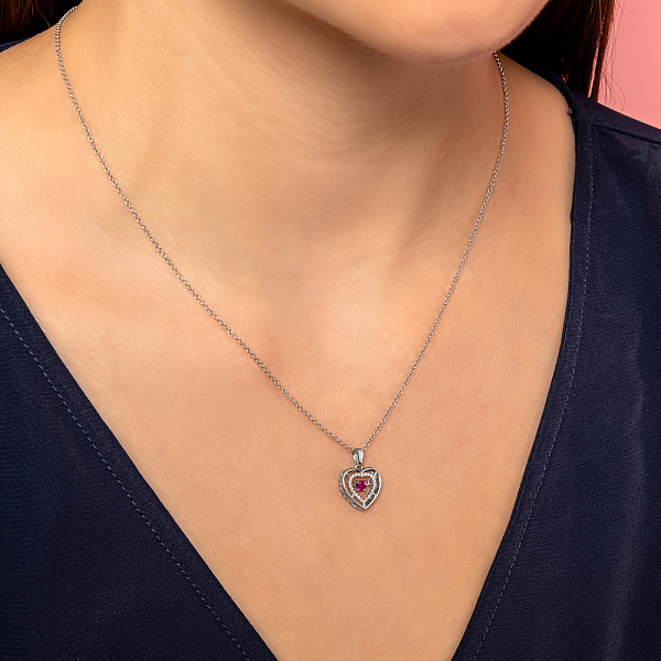 Золотий кулон Серце з рубіном і діамантами (арт. 3109502202р) – зображення 2