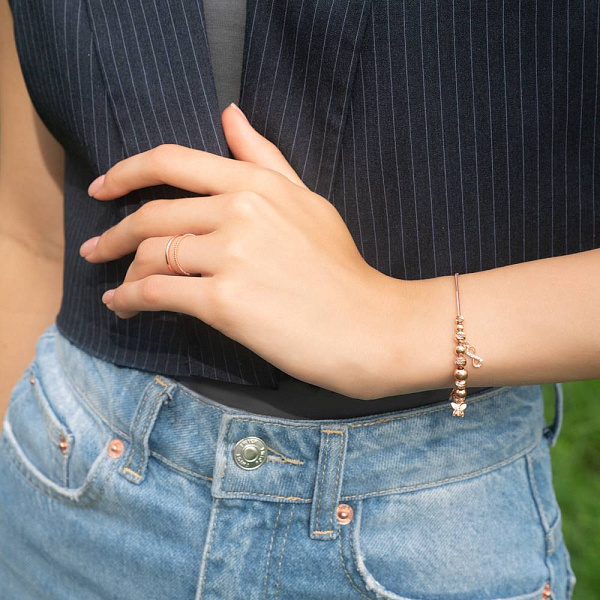 Двойное золотое кольцо в красном цвете металла (арт. 140913) – изображение 2