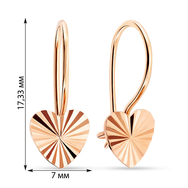 Золотые серьги «Сердечки» для детей (арт. 100838) – изображение 2