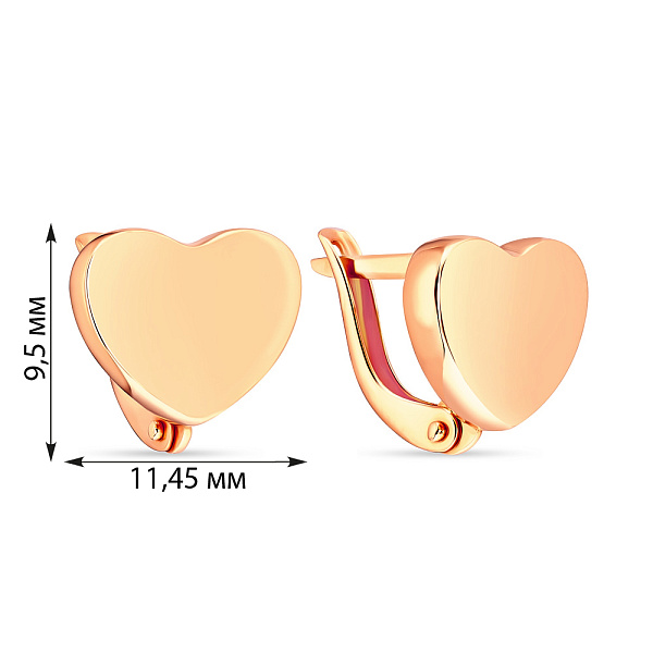 Сережки из красного золота «Сердечки» (арт. 105477) – изображение 2