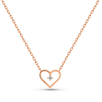 Золотое колье Сердечко с бриллиантом (арт. Ц011707)